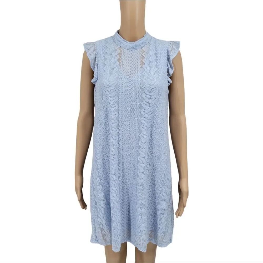 As U Wish Light Blue Lace Mini Dress Women's Size Medium